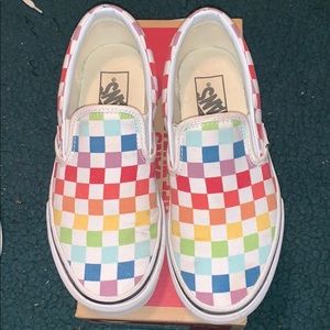 Rainbow checkerboard Vans